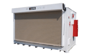 SuperLoc 4-hour fire-rated chemical storage building with rollup door, fire suppression and ventilation