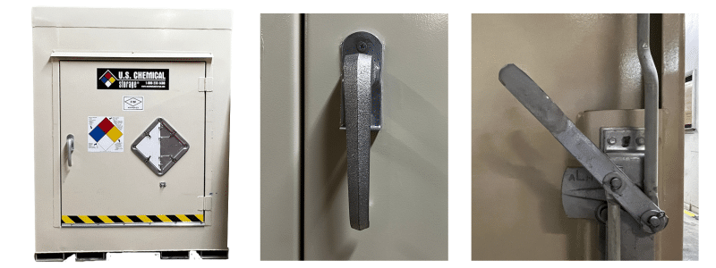 Outdoor Chemical Storage Locker for Chemical Drum Storage - feature of 3-point door locking mechanism