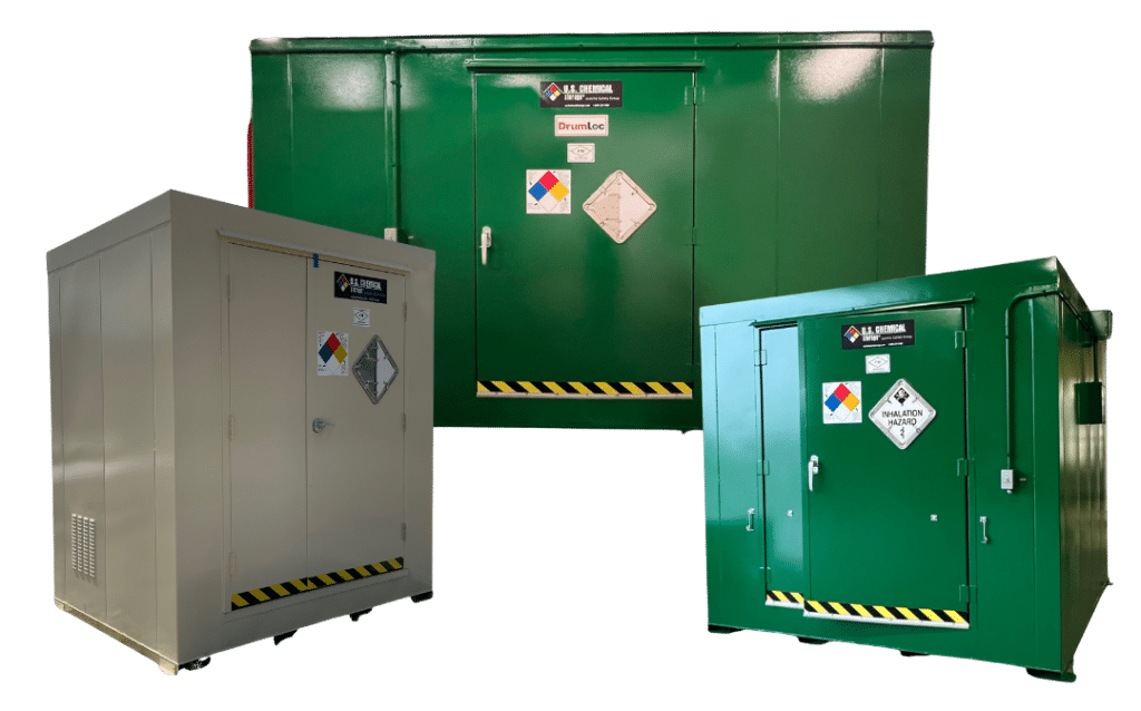 Three agrochemical storage buildings by us chemical storage of various sizes