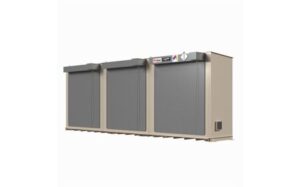 Large fire rated building with 3 manual roll up doors for the safe keeping of flammable chemicals and hazmat