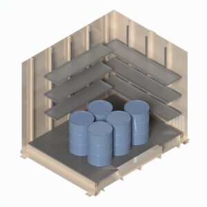 US Chemical Storage isometric view interior 2 Fast Lane Pre-Engineered Chemical Building FastLane DL 1008